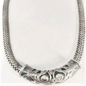 Paquette Choker Silver Necklace with Cloissone Filigree